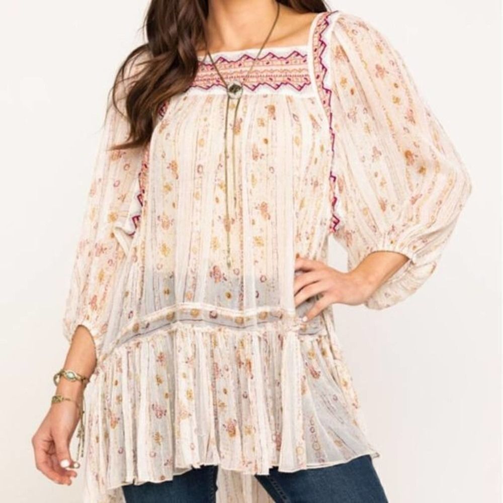 Free People Dance Magic Tunic Top Ivory Combo
